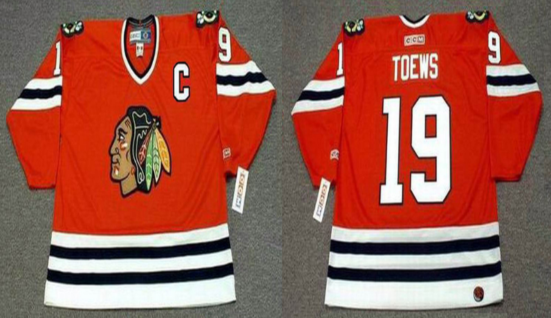 2019 Men Chicago Blackhawks 19 Toews red style #2 CCM NHL jerseys->chicago blackhawks->NHL Jersey